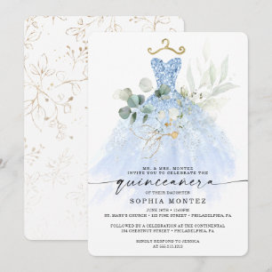 Aquarellgrün Gold Quinceñera Birthday Invi Einladung