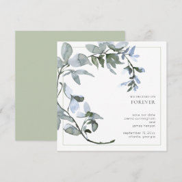 Aquarellgrün Hellblauer Blume Save The Date