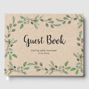 Aquarellgrün KraftaussehensWedding Gästebuch