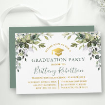 Aquarellgrün Sage Green Gold Grad Party
