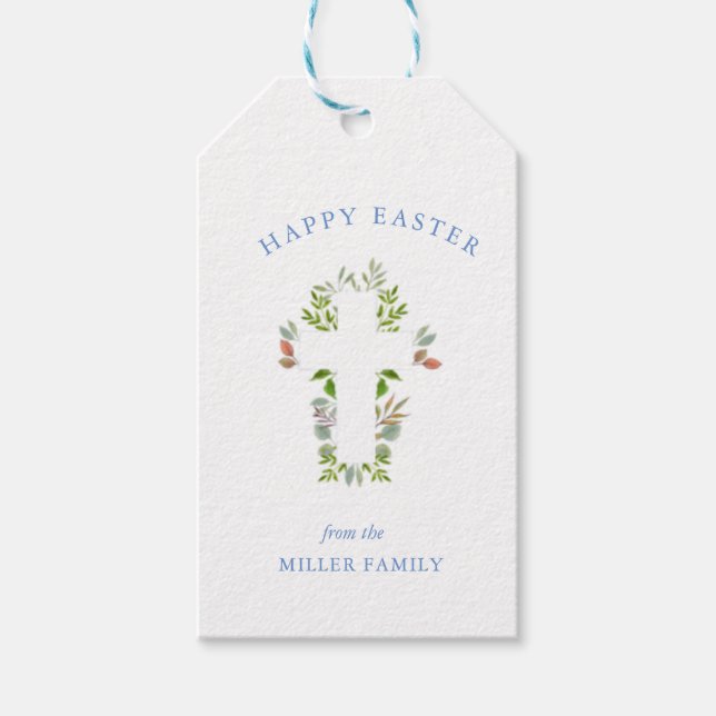 Aquarellgrün und Giftmarken für Ostern Geschenkanhänger (Vorderseite)