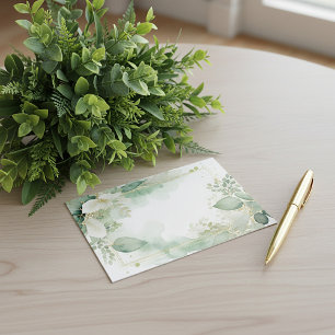 Aquarellgrün und Goldblanke Hochzeit Einladung