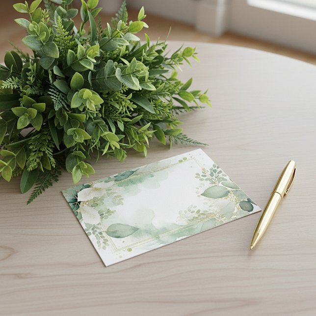 Aquarellgrün und Goldblanke Hochzeit Einladung (Von Creator hochgeladen)