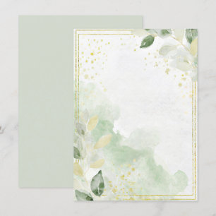 Aquarellgrün und Goldblanke Hochzeit Einladung