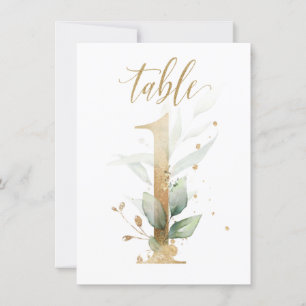 Aquarellgrün und Goldfolien, Tischnummer 1