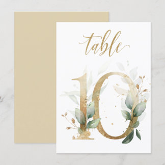 Aquarellgrün und Goldfolien, Tischnummer 10