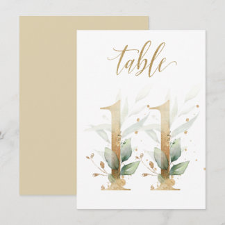 Aquarellgrün und Goldfolien, Tischnummer 11