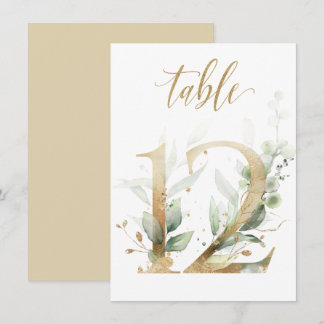 Aquarellgrün und Goldfolien, Tischnummer 12