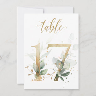 Aquarellgrün und Goldfolien, Tischnummer 17