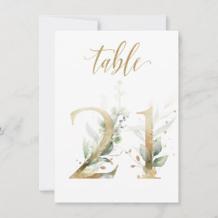 Aquarellgrün und Goldfolien, Tischnummer 21