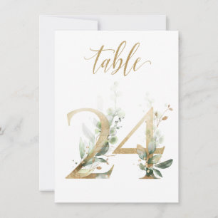 Aquarellgrün und Goldfolien, Tischnummer 24