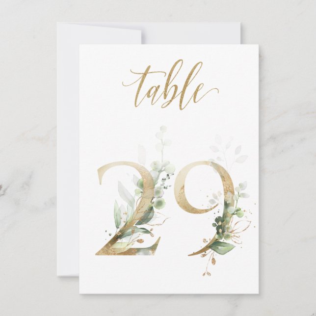 Aquarellgrün und Goldfolien, Tischnummer 29 (Vorderseite)