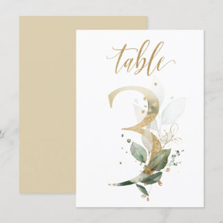 Aquarellgrün und Goldfolien, Tischnummer 3