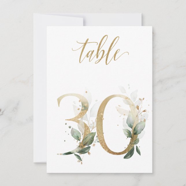 Aquarellgrün und Goldfolien, Tischnummer 30 (Vorderseite)
