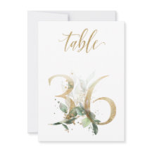 Aquarellgrün und Goldfolien, Tischnummer 36