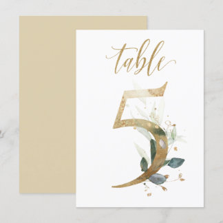 Aquarellgrün und Goldfolien, Tischnummer 5