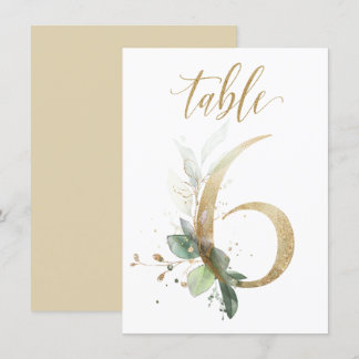 Aquarellgrün und Goldfolien, Tischnummer 6