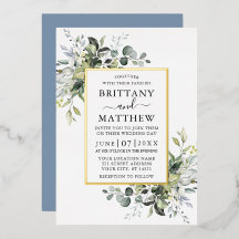 Aquarellgrün Wedding Dusty Blue Gold
