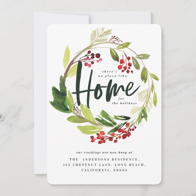 Aquarellgrün Weihnachten neuer Zuhause-Urlaub (Vorderseite)