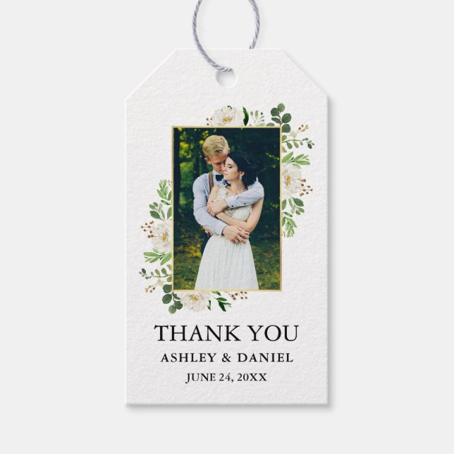 Aquarellgrün Weiße Gastgeschenk Hochzeit Geschenkanhänger (Vorderseite)