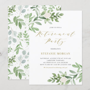 Aquarellgrün Weißes Party für Blumenruhestand Einladung