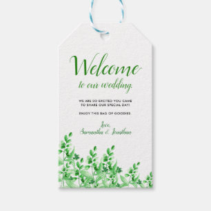 Aquarellgrün Willkommen bei unserer Hochzeit Geschenkanhänger