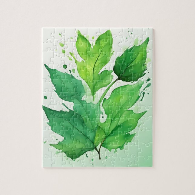 Aquarellgrüne Blätter (Vertikal)