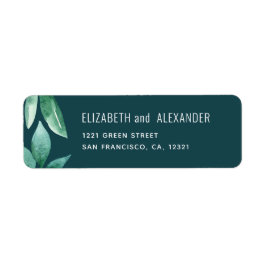Aquarellgrüne Blätter. Aquamarine Hochzeitsadresse