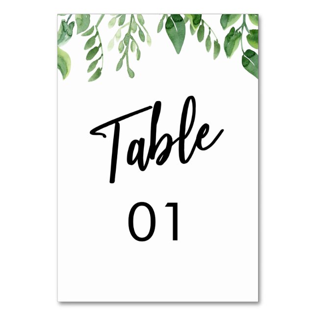 Aquarellgrüne Lässige Handschrift Typografie2 Tischnummer (Vorderseite)