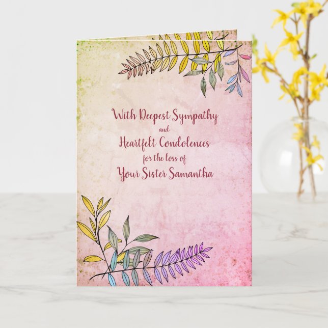 Aquarellgrüne Personalisiertes Beileid Karte (Gelbe Blume)