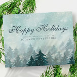 Aquarellgrüne Pinienbäume | Feierliche Grüße Postkarte<br><div class="desc">Ihr Firmenlogo kann hier hinzugefügt werden: http://www.zazzle.com/selectpartysupplies</div>