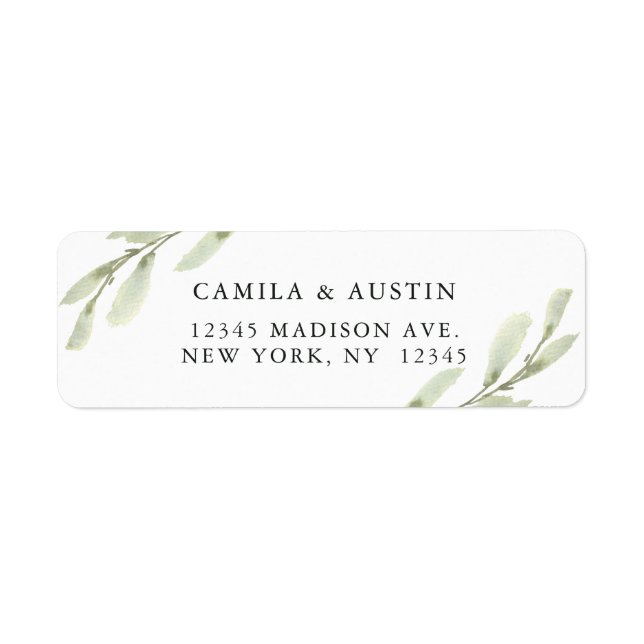 Aquarellgrüne Rücksendeadresse (Vorne)