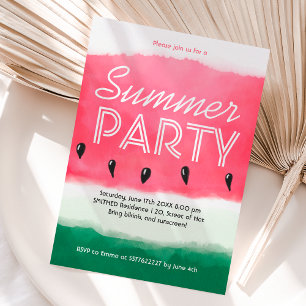 Aquarellgrüne Wassermelone Sommer Party Einladung
