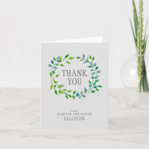 Aquarellgrüner Blätterkranz   Danke