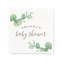 Aquarellgrüner Eukalyptus. Grüne Babydusche