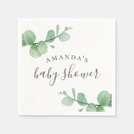 Aquarellgrüner Eukalyptus. Grüne Babydusche Serviette