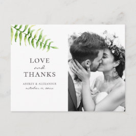 Aquarellgrüner Farn. Botanische Hochzeit danke Postkarte