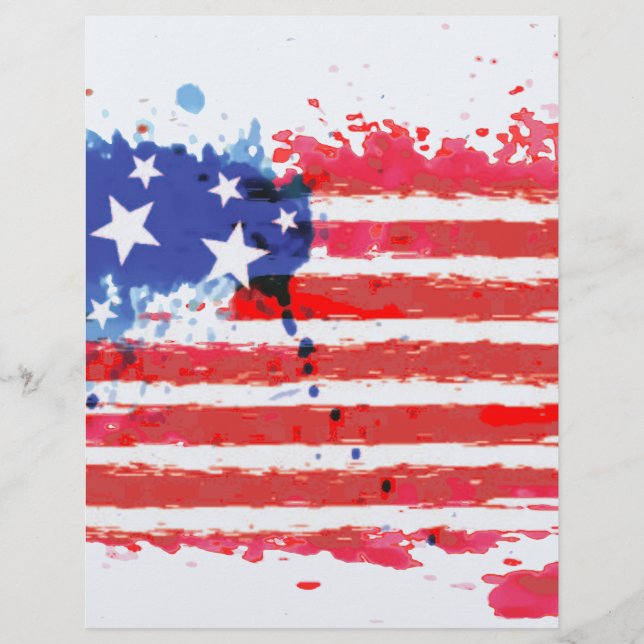 Aquarellgrunge Amerikanische Flagge (Vorderseite)