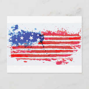 Aquarellgrunge Amerikanische Flagge Postkarte