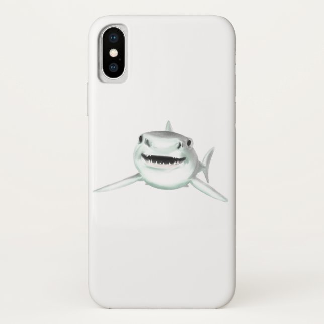 Aquarellhai lächelndes graugrünes Ozeantier Case-Mate iPhone Hülle (Rückseite)