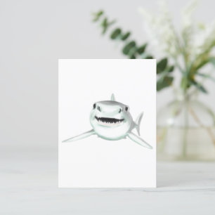 Aquarellhai lächelndes graugrünes Ozeantier Postkarte