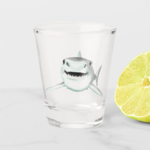 Aquarellhai lächelndes graugrünes Ozeantier Schnapsglas