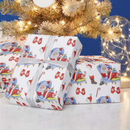 Aquarellhaltung Santa Hand bemalt Geschenkpapier