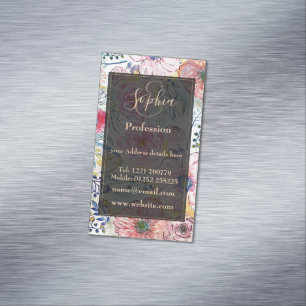 Aquarellhandfarben-Blumenmuster Magnetische Visitenkarte