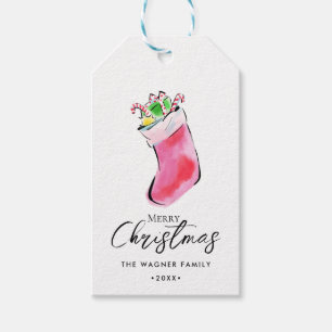 Aquarellhandgezeichneter Weihnachtsweihnachtsstift Geschenkanhänger