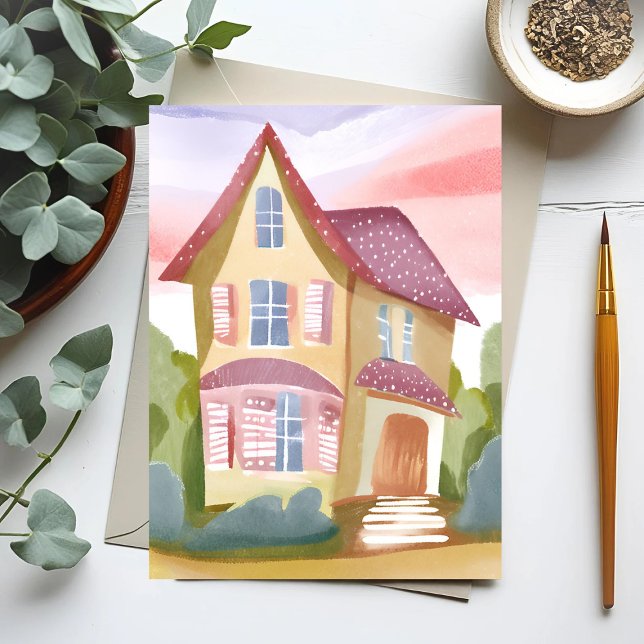 Aquarellhaus | Hübsch gestrichen Postkarte (Von Creator hochgeladen)