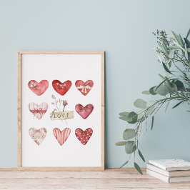Aquarellhaus Valentine Herz Poster