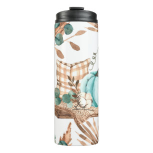 Aquarellherbst nahtloses Muster mit farbigem Pu Thermosbecher