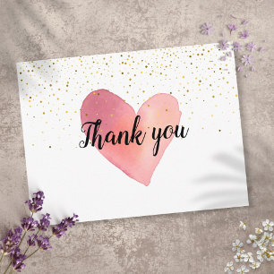 Aquarellherz Gold Sprinkles Business Vielen Dank Postkarte