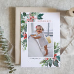 Aquarellholz mit Imitaten Gold Foil Foto Feiertagskarte<br><div class="desc">Schicken Sie Ihren Lieben Feiertagssommer mit dieser schönen Happy Holidays Fotokarte. Es zeichnet sich durch Aquarellenholzen,  Imitate mit Goldfolienakzenten,  passendes festliches Urlaubsmuster und moderne Typografie aus. Die Texte sind vollständig editierbar. Personalisieren Sie diese Aquarell-Urlaubskarte,  indem Sie Ihr Foto,  Ihren Namen und Ihr Jahr hinzufügen.</div>